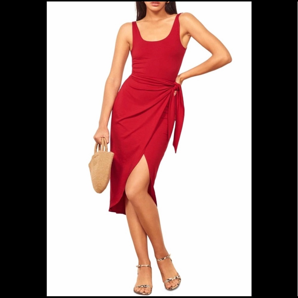 NWT REFORMATION Kaila Red Faux Wrap Dress
